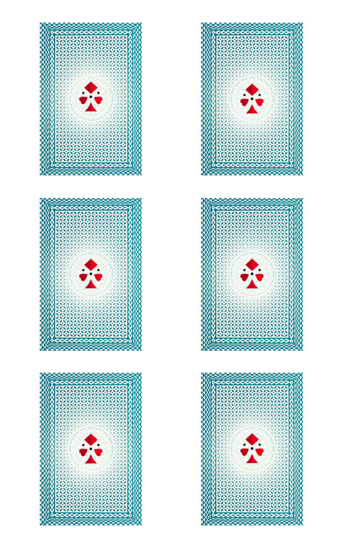 Grid of cards for the game golf