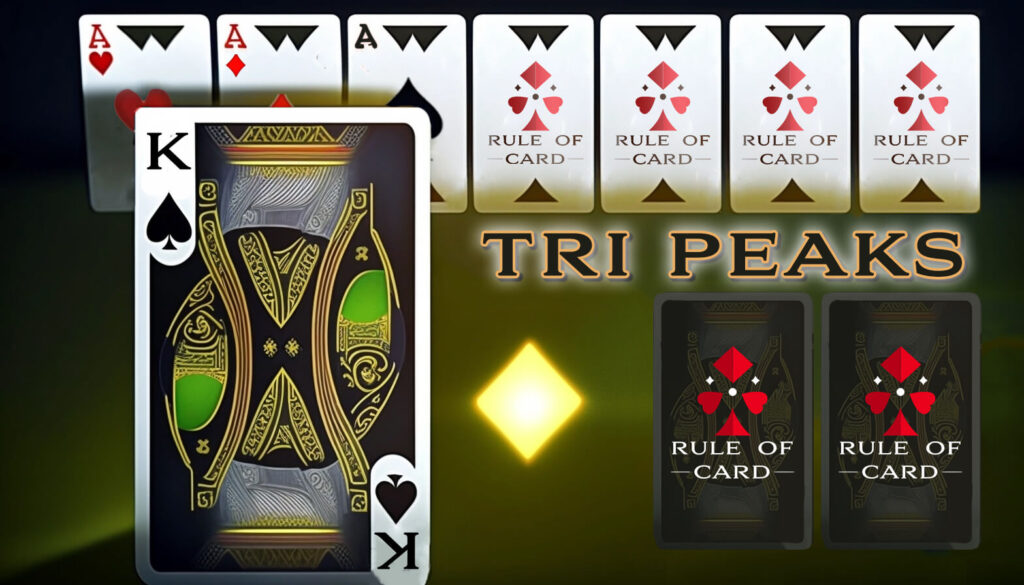 Playing the card game Tri Peaks